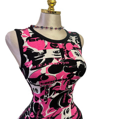 Y2K Vintage Black Pink Sugar Honey Graphic Print Top [M]