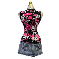 Y2K Vintage Black Pink Sugar Honey Graphic Print Top [M]