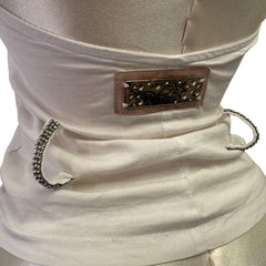 Y2k Vintage White Zipper Collared Halter Top [S]