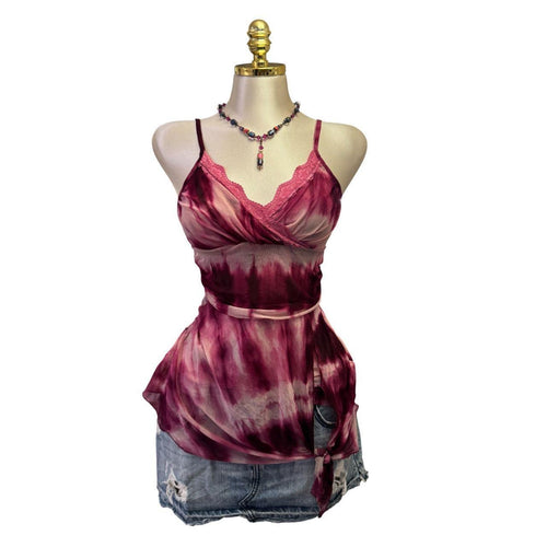 Y2K Vintage Pink Violet Tie Dye Tank Top [S]