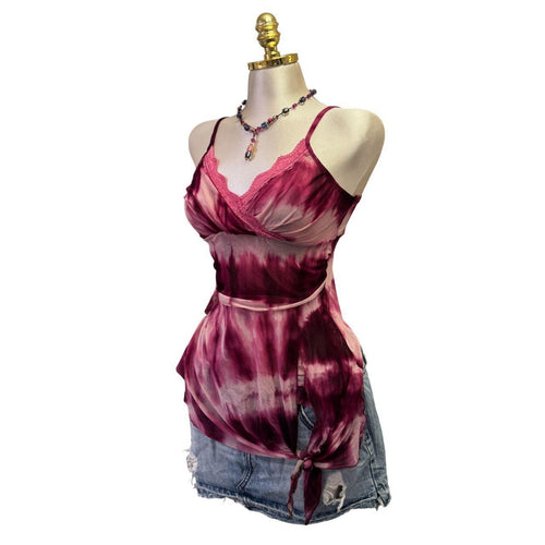 Y2K Vintage Pink Violet Tie Dye Tank Top [S]