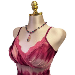 Y2K Vintage Pink Violet Tie Dye Tank Top [S]