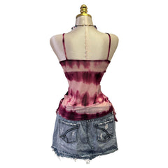 Y2K Vintage Pink Violet Tie Dye Tank Top [S]