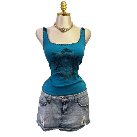 90s Vintage Yellow Tank "Naughty Girl" Top  [XS]