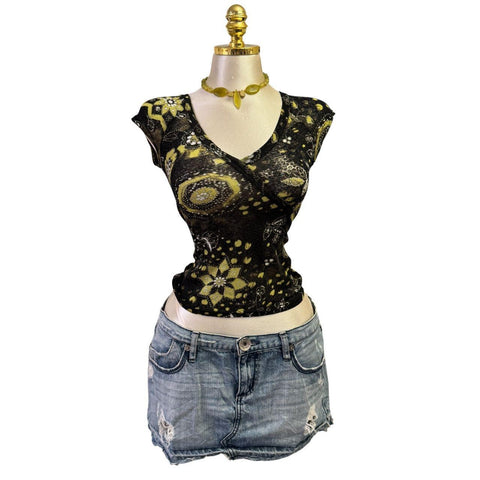 Y2k Vintage White Zipper Collared Halter Top [S]