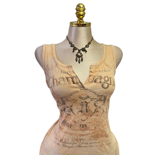 90s Vintage Champagne Horses Light Orange Top [L]