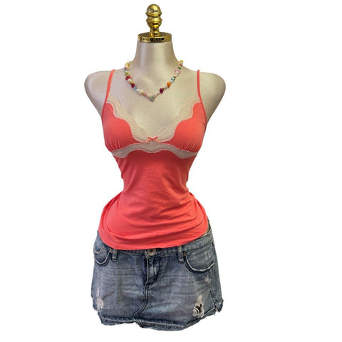 90s Vintage Yellow Tank "Naughty Girl" Top  [XS]