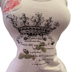 Y2K Vintage Pink Crown Tank Studs My Royal Rhythm Luisa Cerano Top [M]