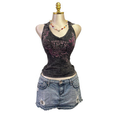 Y2K Vintage Diesel Grey Pink Graphic Tank Top