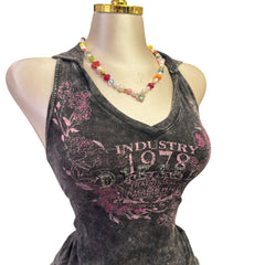 Y2K Vintage Diesel Grey Pink Graphic Tank Top