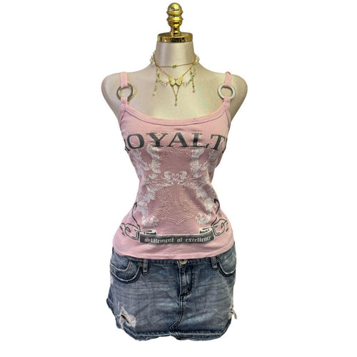Y2K Vintage Pink "Royalty" Graphic Tank Top [S]