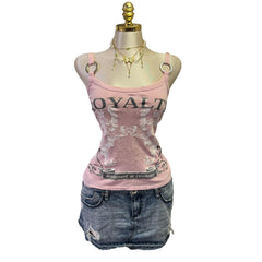 Y2K Vintage Pink "Royalty" Graphic Tank Top [S]