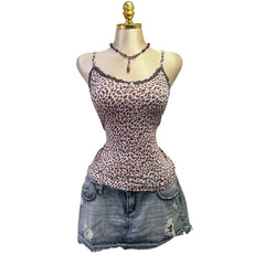 Y2K Vintage Pink Purple Leopard Top [S]