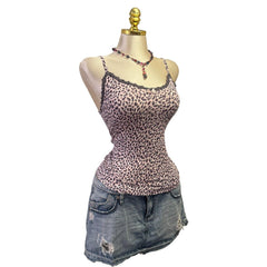 Y2K Vintage Pink Purple Leopard Top [S]