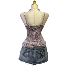 Y2K Vintage Pink Purple Leopard Top [S]