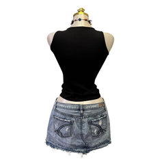 90s Vintage Black Lace Up Front Top [XS]
