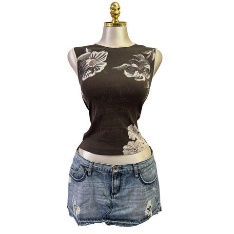 Y2k Vintage White Zipper Collared Halter Top [S]