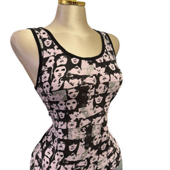 Y2K Vintage Maserati Black Lavender Silver Glitter Faces Top  [M]