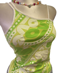 90s Vintage Green Love Graphic Print Top  [S]