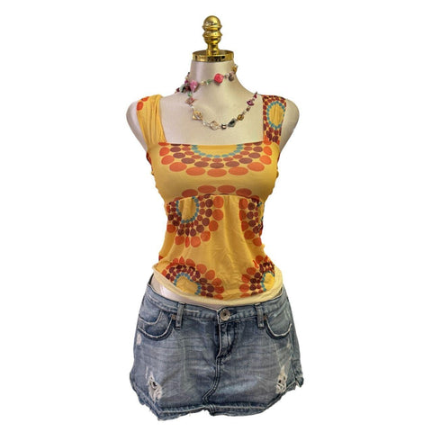 90s Vintage Yellow Tank "Naughty Girl" Top  [XS]
