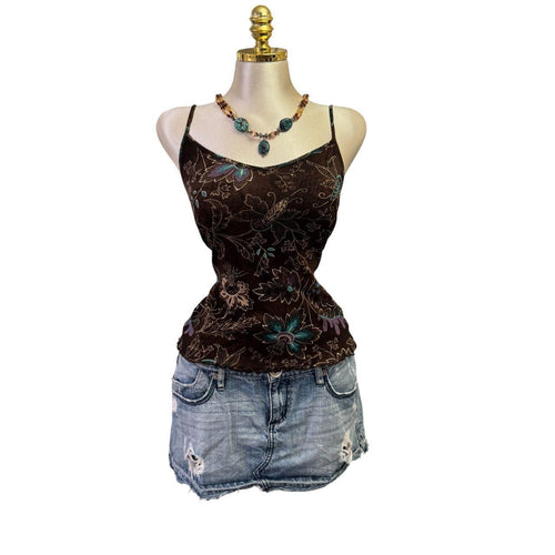 Y2K Vintage Brown Paisley Tank Top [S, M]