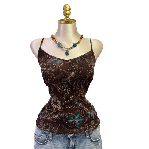 Y2K Vintage Brown Paisley Tank Top [S, M]