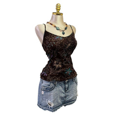 Y2K Vintage Brown Paisley Tank Top [S, M]