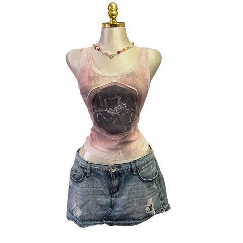 Y2k Vintage White Zipper Collared Halter Top [S]