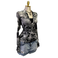 90s Vintage Black Gray Artsy Top [XL]