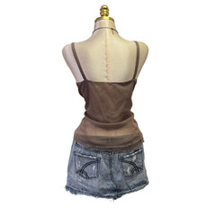Y2K Vintage Grey Sequin Beaded Tank Top [S, M]