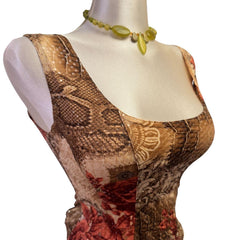 Y2K Vintage Brown Flower Sequin Tank Top [S]