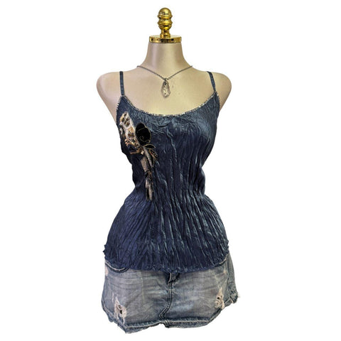 Y2K Vintage All Saints Black Brown Beaded Sequin Top [M]