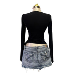 Y2k Vintage Black Floral Long Sleeve Top [S]