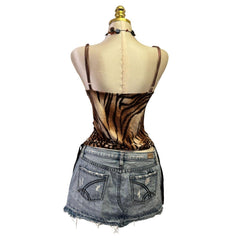 Y2K Vintage Brown Tiger Print Tank Top [S, M]