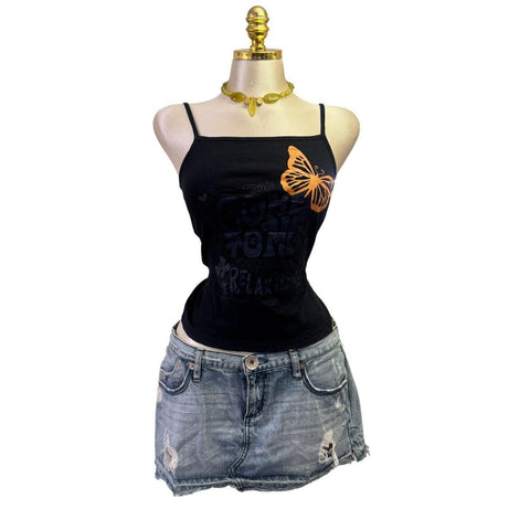 Y2k Vintage White Zipper Collared Halter Top [S]