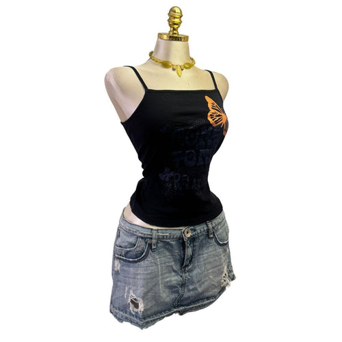 Y2K Vintage Black Orange "Come To Me Relaxation" Top [M]
