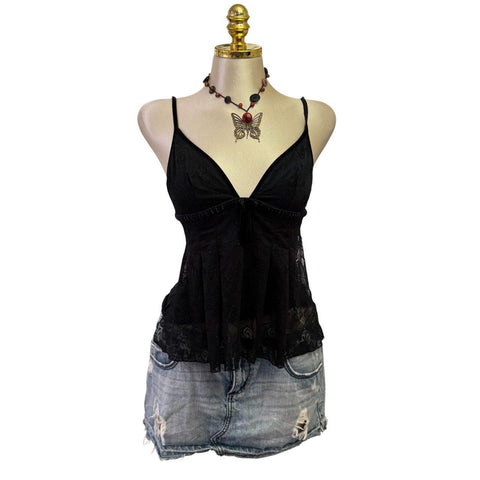 90s Vintage Yellow Tank "Naughty Girl" Top  [XS]