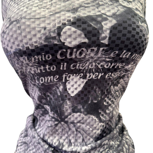 Y2K Vintage Black White French Words Top  [M]