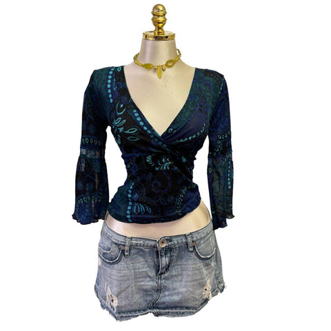 Y2K Vintage All Saints Black Brown Beaded Sequin Top [M]