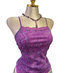 90s Vintage Purple Blue Snakeprint Top  [S]