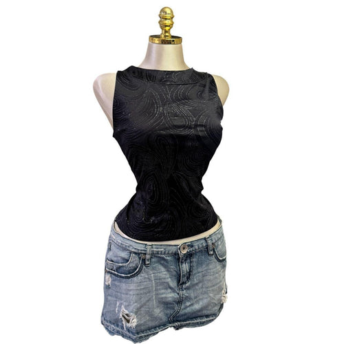 Y2K Vintage Black Glitter Tank Top [S]