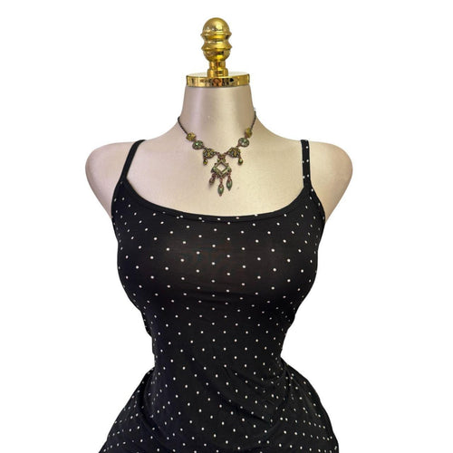 90s Vintage Black White Polka Dot Tank Top [L]