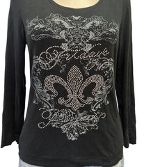 Y2K Vintage Black Gray Fridays Project Rhinestone Top  [M]