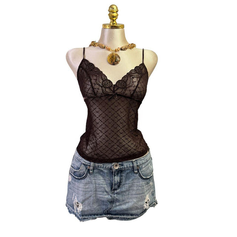 Y2k Vintage White Zipper Collared Halter Top [S]