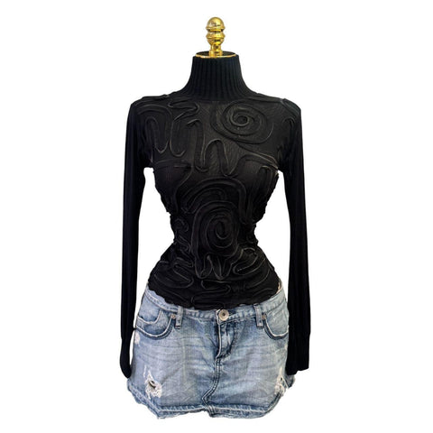 Y2K Vintage All Saints Black Brown Beaded Sequin Top [M]