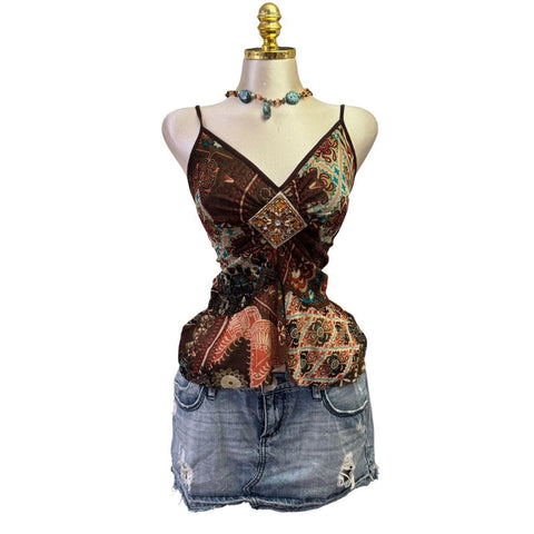 90s Vintage Yellow Tank "Naughty Girl" Top  [XS]