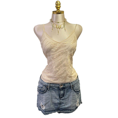 Y2K Vintage Ivory Sequin Tank Top [S]