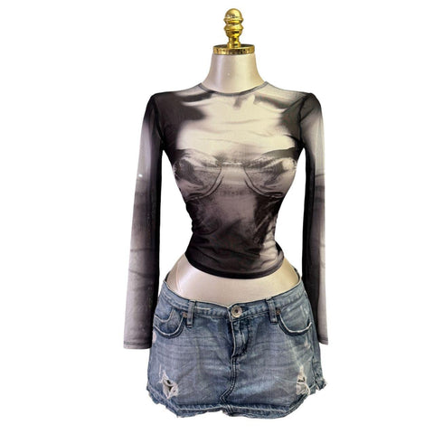Y2k Vintage White Zipper Collared Halter Top [S]