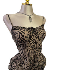 Y2K Vintage Black Gray Sheer Zebra Top [M]