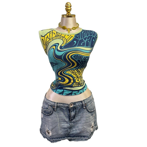 Y2K Vintage All Saints Black Brown Beaded Sequin Top [M]